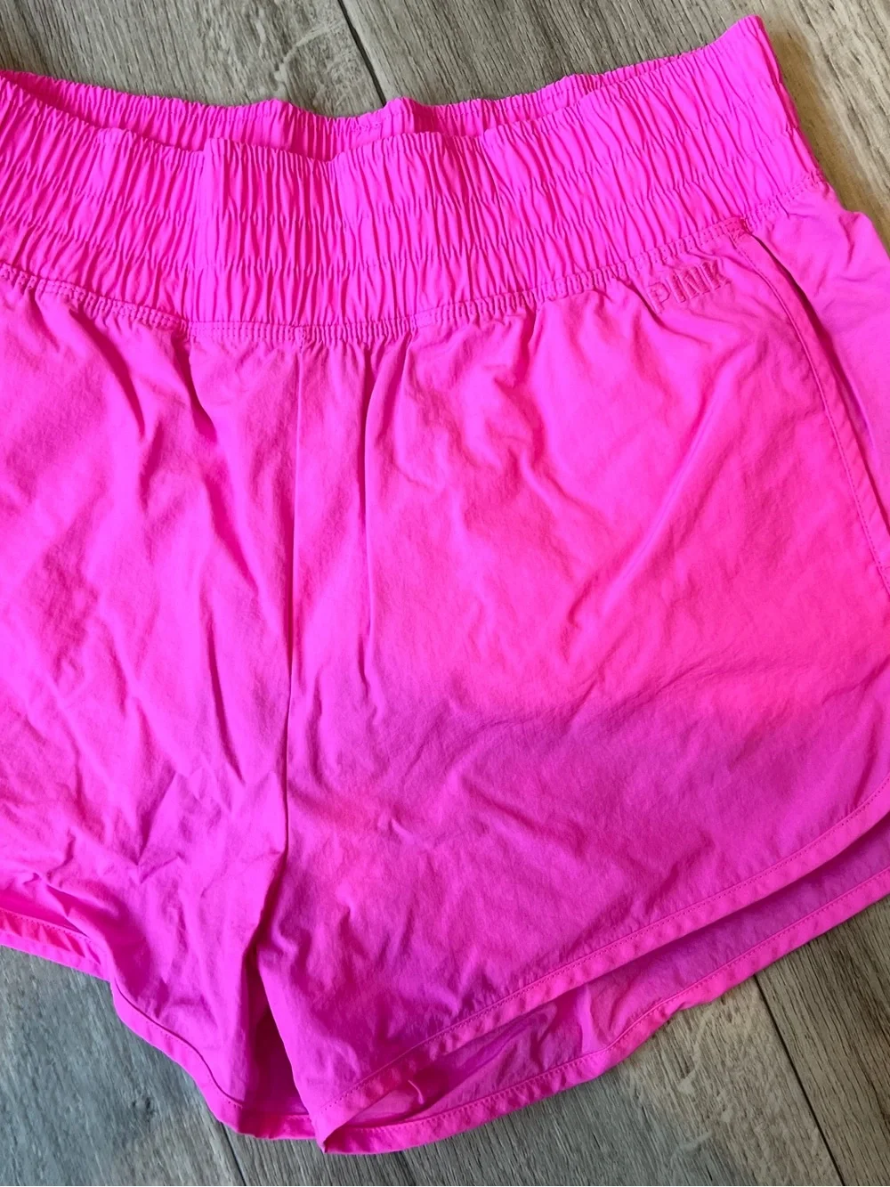 PINK Victoria's Secret Neon Pink Smocked Waist Athletic Shorts